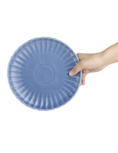 Assiettes plates Olympia Corallite bleues 205 mm - lot de 6