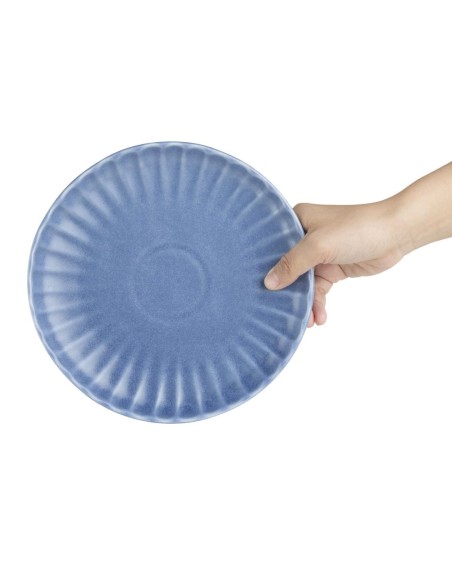 Assiettes plates Olympia Corallite bleues 205 mm - lot de 6