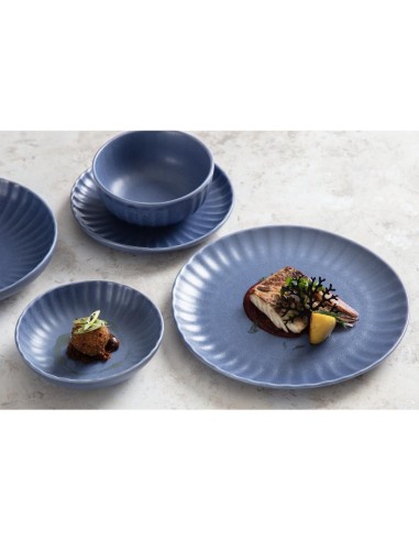 Assiettes plates Olympia Corallite bleues 280 mm - lot de 6