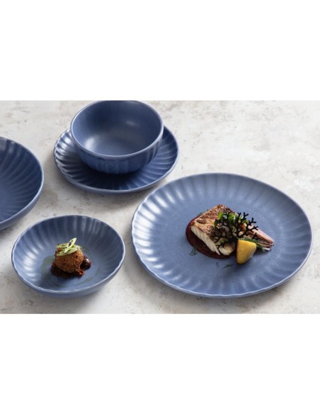 Assiettes plates Olympia Corallite bleues 280 mm - lot de 6
