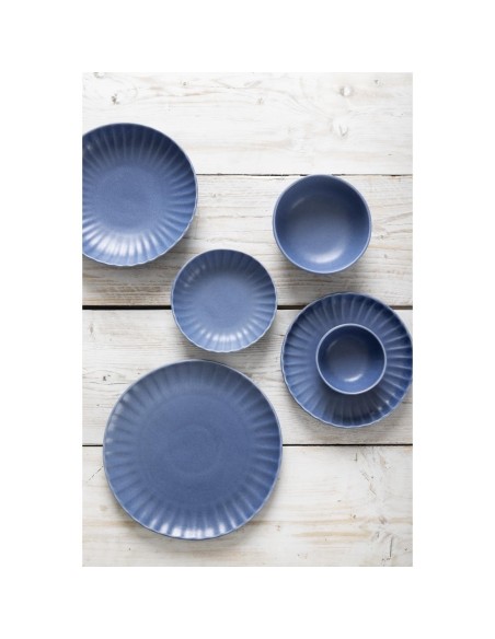 Assiettes plates Olympia Corallite bleues 205 mm - lot de 6