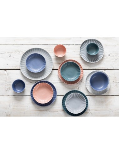 Assiettes plates Olympia Corallite bleues 205 mm - lot de 6