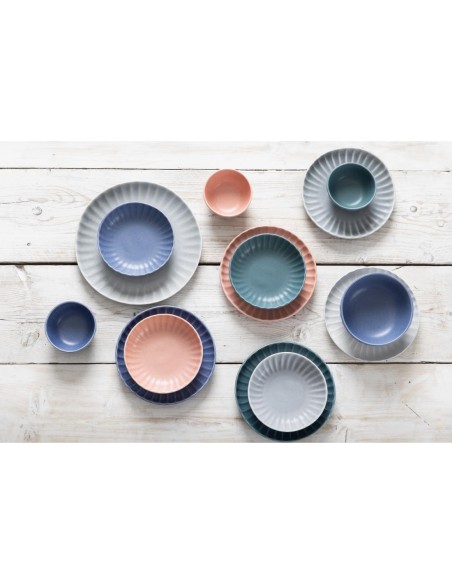 Assiettes plates Olympia Corallite bleues 205 mm - lot de 6