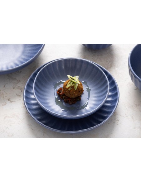 Assiettes calottes Olympia Corallite bleues 220mm - lot de 6
