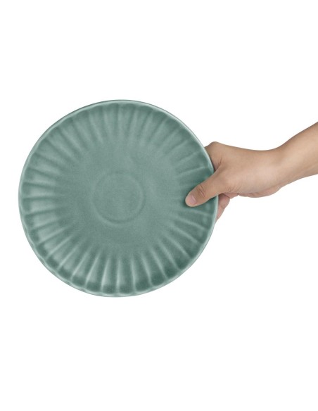 Assiettes plates Olympia Corallite vertes 205 mm - lot de 6