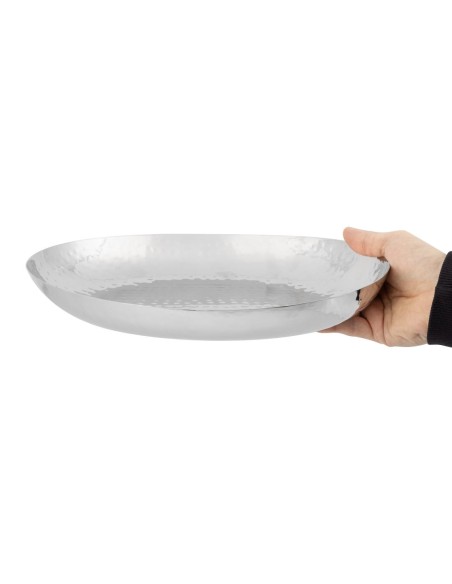 Plat ovale en acier inoxydable martelé Olympia 280x230 mm