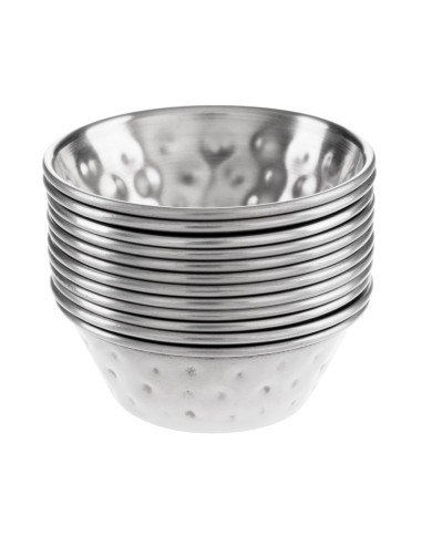 Pots à sauce inox martelé Olympia 45 ml - lot de 12