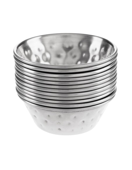 Pots à sauce inox martelé Olympia 45 ml - lot de 12