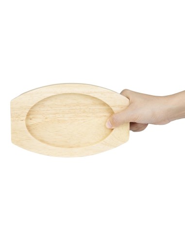 Planche en hévéa pour plat ovale en fonte Olympia 210x120mm
