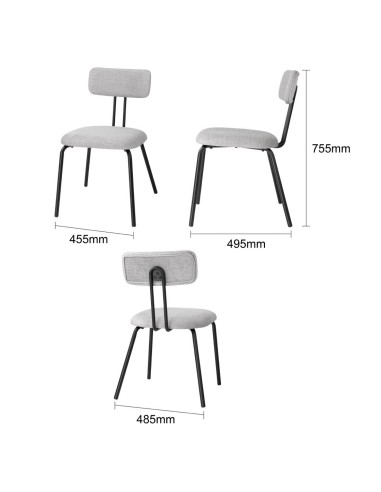 Chaises Bolero Fairfield noires et grises - lot de 2