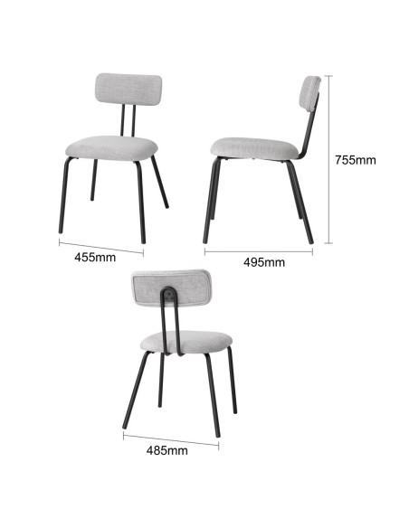 Chaises Bolero Fairfield noires et grises - lot de 2