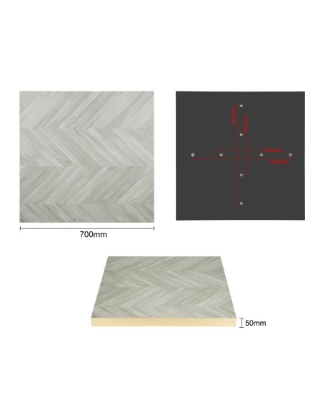 Plateau carré Bolero Chevron 700 mm - Design doré