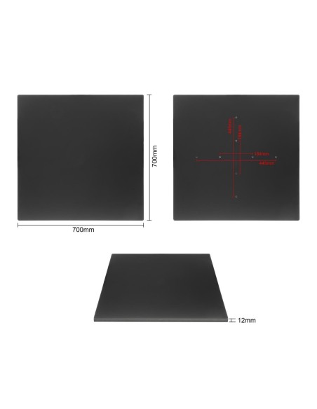 Plateau carré noir mat Bolero 700 mm - intérieur/extérieur