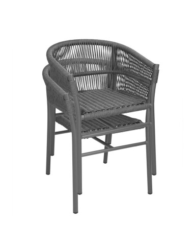 Fauteuils en corde grise Bolero Florence - lot de 2