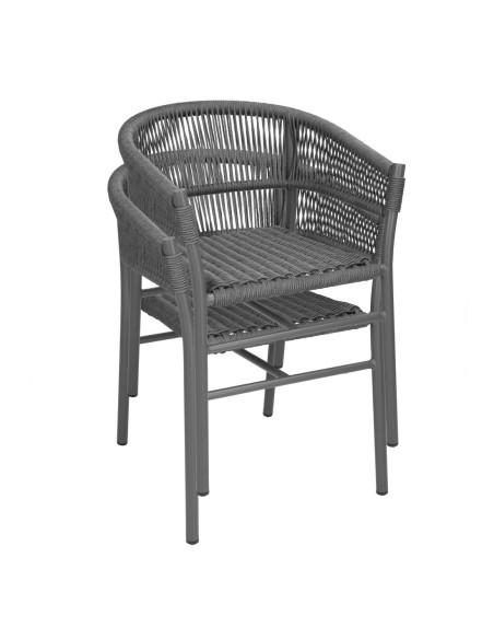 Fauteuils en corde grise Bolero Florence - lot de 2