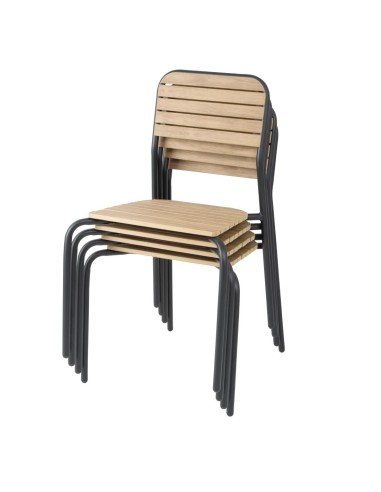 Chaises d'extérieur Bolero Santorini effet bois - lot de 4