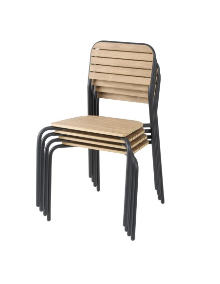 Chaises d'extérieur Bolero Santorini effet bois - lot de 4