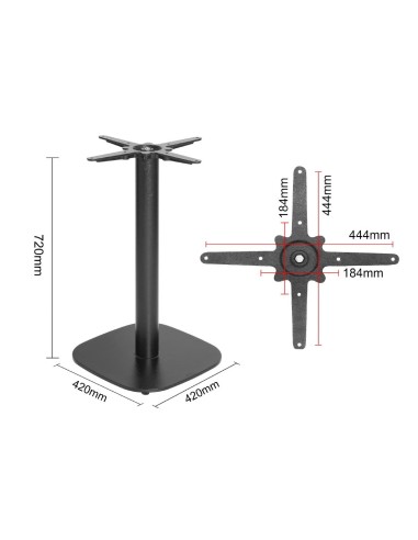 Pied de table en fonte Bolero noir 720x420 mm