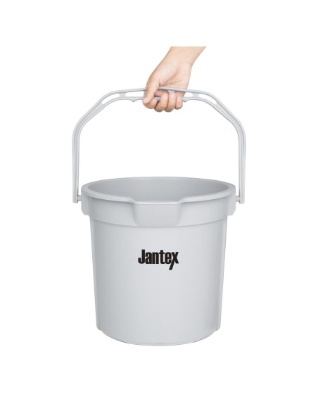 Seau gradué Jantex gris 14 L avec bec verseur - Polypropylène