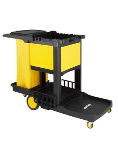 Chariot de nettoyage Jantex noir avec armoire verrouillable - 60 kg