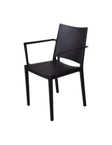 Fauteuils d'extérieur Florence noirs - lot de 4 empilables