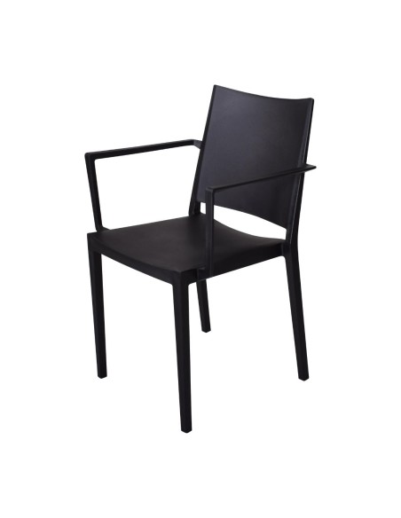 Fauteuils d'extérieur Florence noirs - lot de 4 empilables