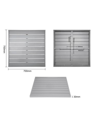 Plateau carré en aluminium gris clair 700 mm - Bolero