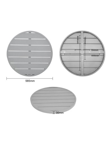 Plateau rond aluminium Bolero 580 mm gris clair - Moderne et résistant