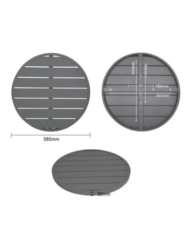 Plateau rond aluminium Bolero 580 mm gris foncé