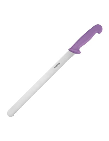 Couteau à génoise dentelé Hygiplas violet 30,5 cm - Hygiène allergènes