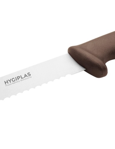 Couteau à génoise dentelé Hygiplas marron 30,5 cm - Hygiène cuisine