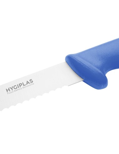 Couteau à génoise dentelé Hygiplas bleu 254 mm