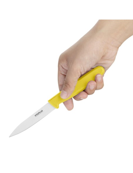 Couteau d'office Hygiplas jaune 7,5 cm - Polyvalent et durable