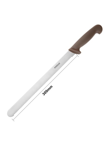 Couteau à génoise dentelé Hygiplas marron 30,5 cm - Hygiène cuisine