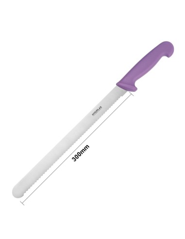 Couteau à génoise dentelé Hygiplas violet 30,5 cm - Hygiène allergènes