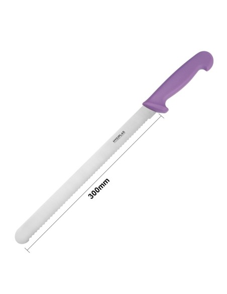 Couteau à génoise dentelé Hygiplas violet 30,5 cm - Hygiène allergènes