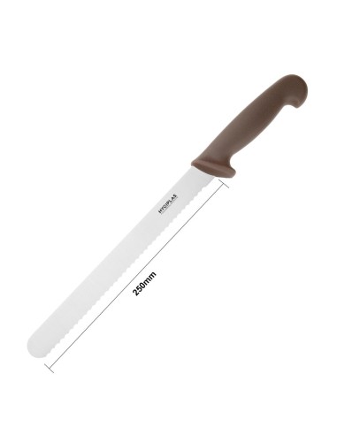 Couteau à génoise dentelé Hygiplas marron 254mm - cuisine pro