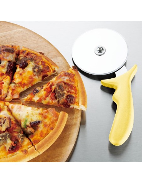Roulette à pizza Hygiplas jaune 102 mm - découpe précise