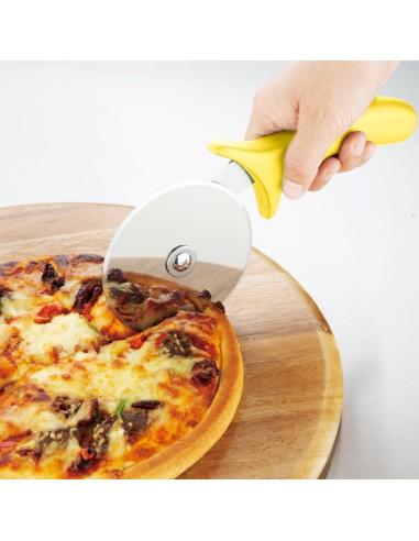 Roulette à pizza Hygiplas jaune 102 mm - découpe précise