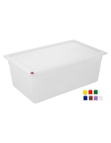 Bacs PP Hygiplas Click GN 1/1 25,6L - lot de 2 avec clips HACCP