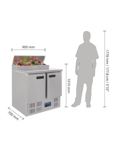 Comptoir réfrigéré 254L Polar Série G - Préparation pizzas & salades 2