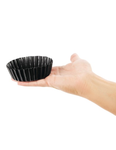 Moule à quiche cannelé profond antiadhésif Vogue 100mm - Acier carbone