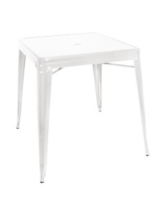 Table carrée Bolero Bistro 668mm en acier blanc - Design industriel