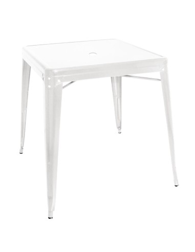 Table carrée Bolero Bistro 668mm en acier blanc - Design industriel