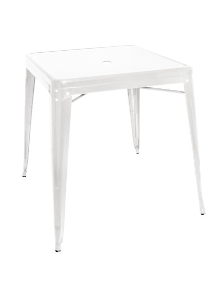 Table carrée Bolero Bistro 668mm en acier blanc - Design industriel