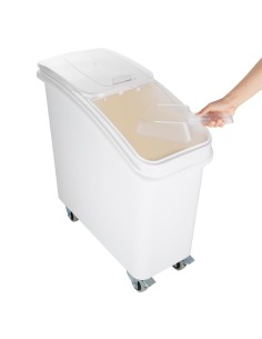 Bac à ingrédients 81L Vogue avec pelle et roulettes - Blanc 2