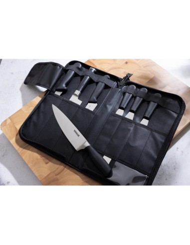 Trousse à couteaux 7 pièces Vogue - Étui professionnel noir