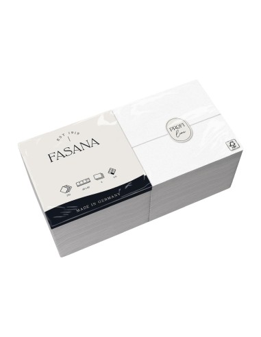 Serviettes de table blanches Fasana 400mm pliage 1/8 - lot 1000