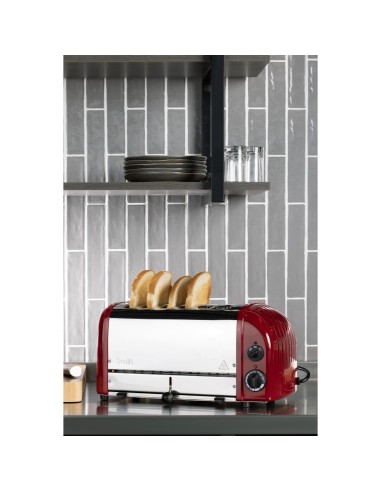 Grille-pain 6 tranches rouge Dualit Vario 60154 - 3kW