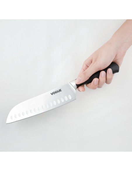 Couteau Santoku Vogue Soft Grip 180mm - 18 cm noir